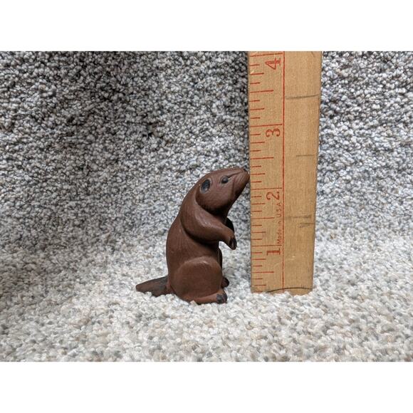 Vintage 70s 80s Punxsutawney Phil Handpainted Clay Groundhog Souvenir Figurine - Picture 9 of 9